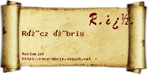 Rácz Ábris névjegykártya